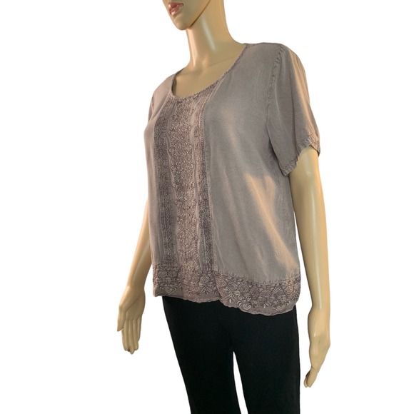 Solitaire Anthropologie Top Womens Sz Small 100% Rayon Lightweight Short Sleeves - Picture 4 of 12